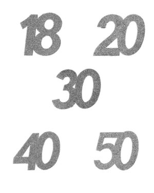 Konfetti: Ulike tall - Sølv Glitter