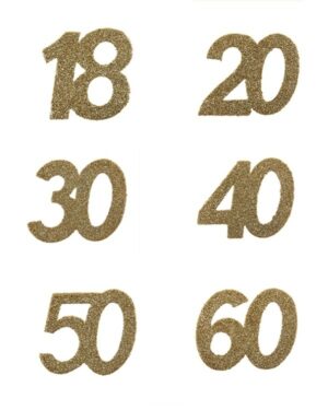 Konfetti: Ulike tall - Gull Glitter