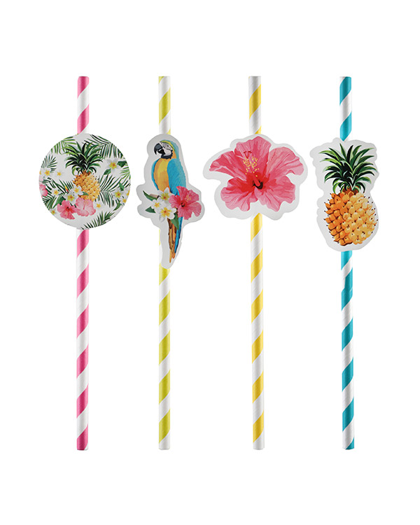 Sugerør (8stk): Tropisk tema - 19,2cm