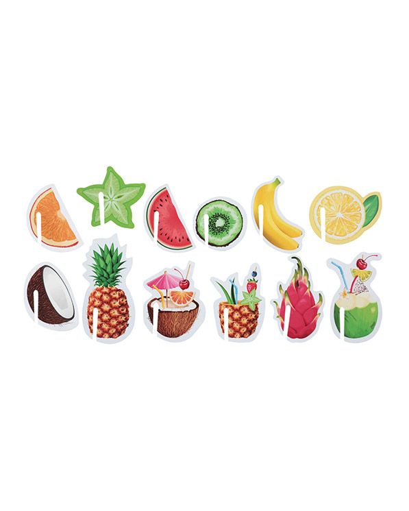 Merke (48stk): Fargerik Frukt - 4 x 6cm