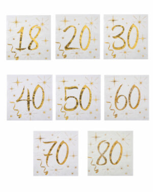 Servietter (20stk): Ulike tall - Gull - 12,5cm