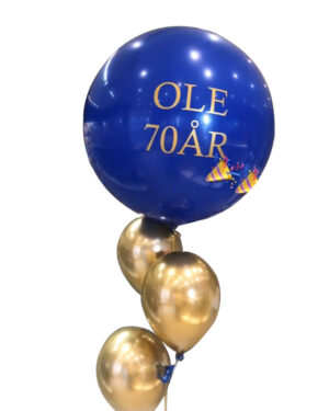 Ballongbukett: Gold & Blue Jumbo