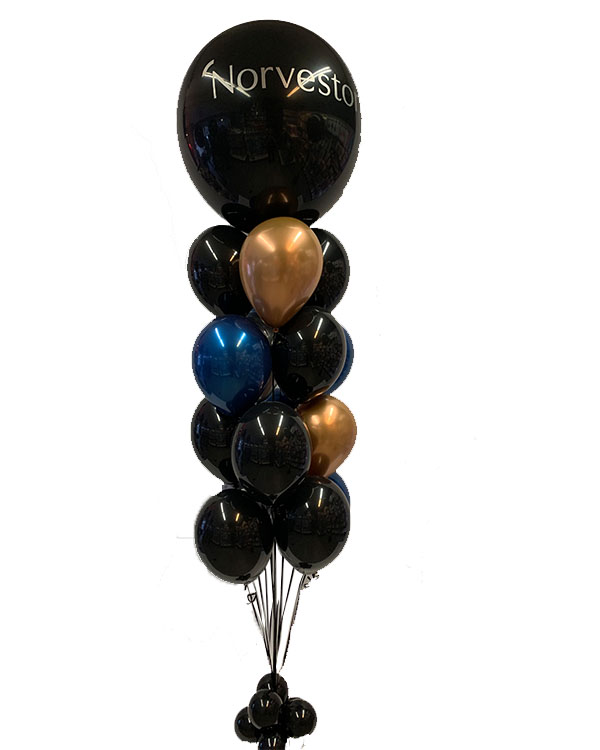 Ballongbukett: Svart & Blå Jumbo