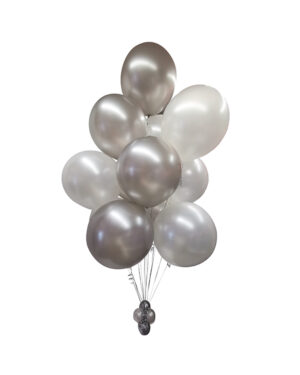 Ballongbukett: Jumbo Silver & White