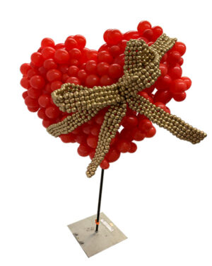 Bubble Heart: Red with Golden Ribbon
