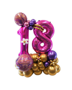 Organisk Ballongbukett: Golden & Marble Birthday