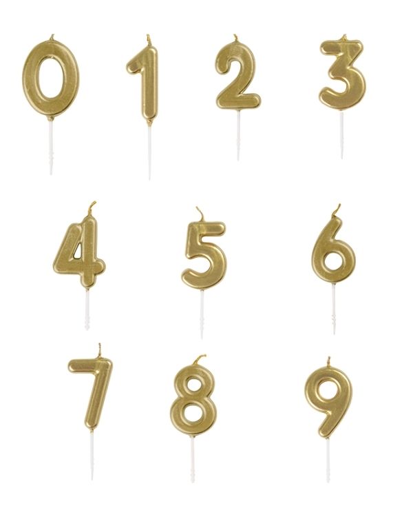 Kakelys / Mini Kakelys / Tallys: Ulike tall - Gull - 7,6cm