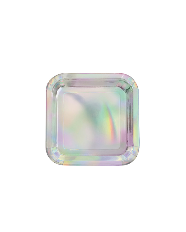 Tallerkener (8stk): Firekantet - Iriserende Farge - 23cm