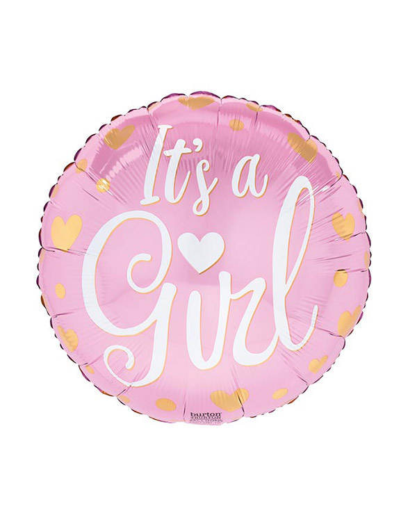 Folieballong: "It's a Girl" - Hjerter - 43cm