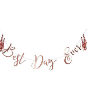 Banner / Girlander: "Best Day Ever" - Rosegull - 1,5m