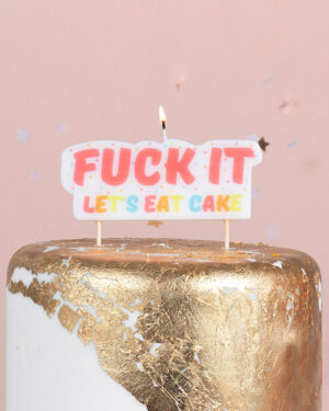 Kakelys: "Fuck It Let's Eat Cake" - Fargerik - 12 x 6,1cm
