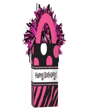 Ballongvekt: 'Happy Birthday'' - Svart & Rosa - 156g