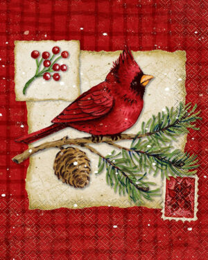 Servietter (16stk): Rødt Fugl - 12.5cm