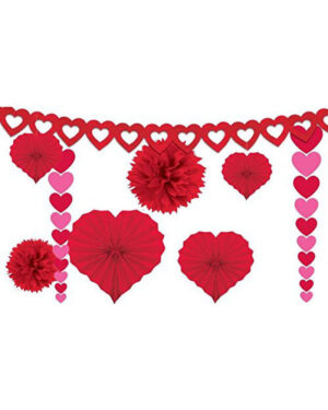 Papirdekorasjoner / Girlander: Rød & Rosa