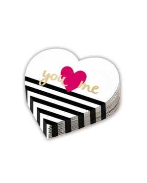 Servietter (12stk): Hjerteformet "You <3 Me" - 16cm