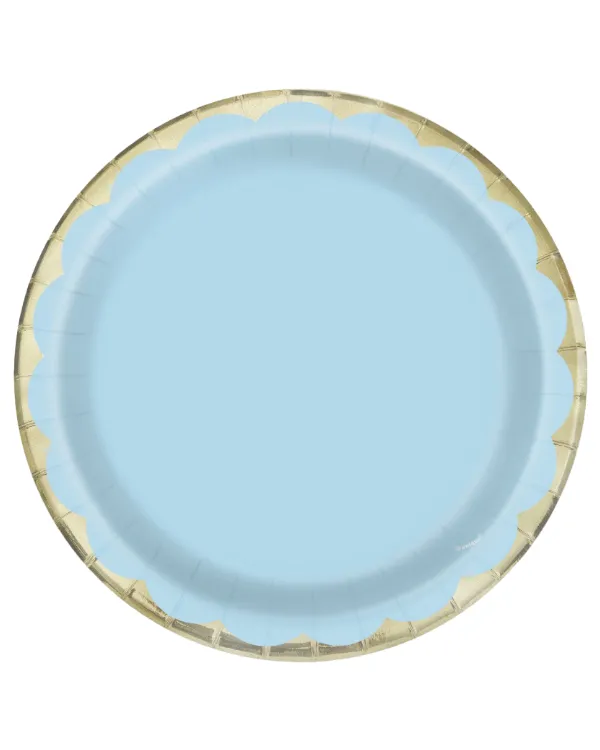 Tallerkener (10stk): Foliekant - Lys Blå - 23cm