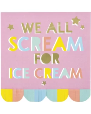 Servietter (16stk): "We all scream for ice cream" - Fargerik pastel