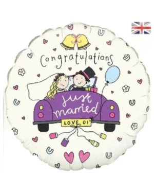 Folieballong: "Congratulations Just Married Love 01" - 45cm
