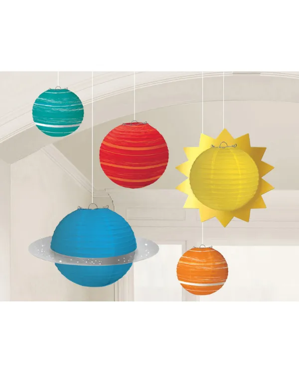 Hengende dekor (5stk): "Birthday blast" - Fargerik - 14-42cm