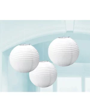 Lykter (3stk): Rund - Hvit - 24,1 cm