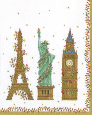 Servietter (16stk): Christmas Around the World - 12.5cm