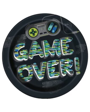 Tallerkener (8stk): "Game Over" - TV-spill tema - 22,86cm