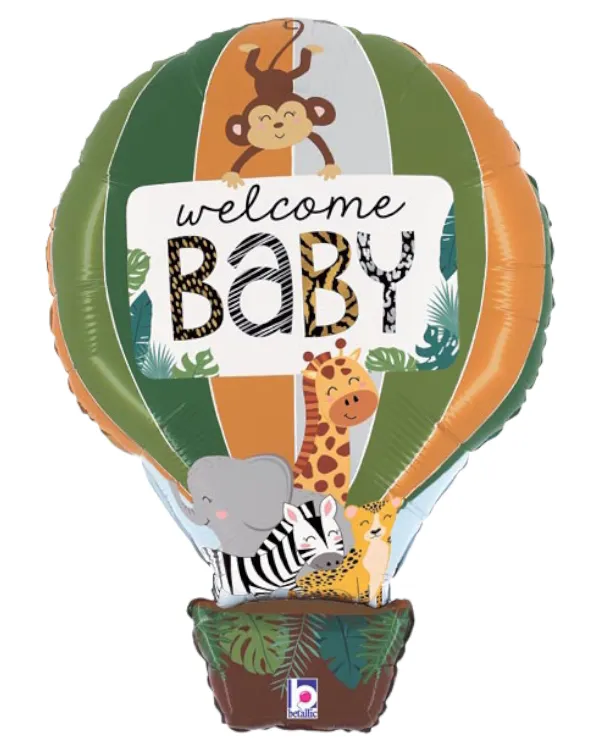Folieballong: "Welcome Baby" - Jungel tema - 76cm