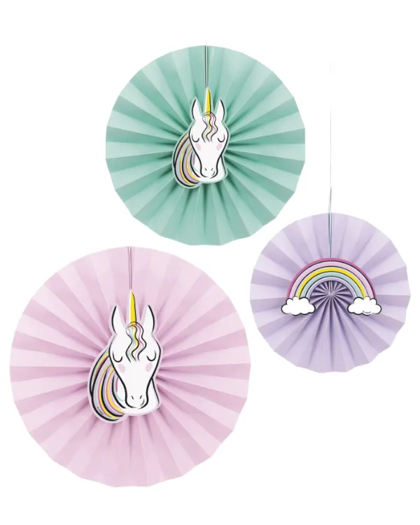 Honeycomb / Hengedekorasjoner: Enhjørning & regnbue - Fargerik