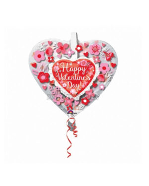 Folieballong: "Happy Valentine's Day" - Hjerte i hjerte- 66cm