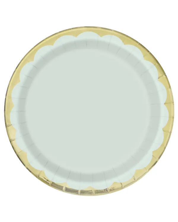 Tallerkener (8stk): Gull & Lys blå - 22,86cm