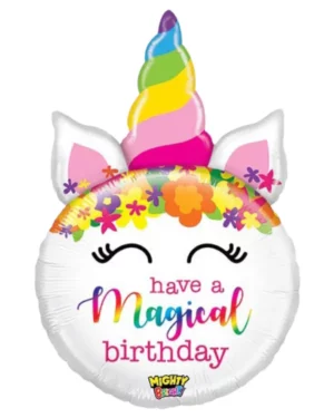 Folieballong: "have a magical birthday" - Regnbuefarger - 83cm