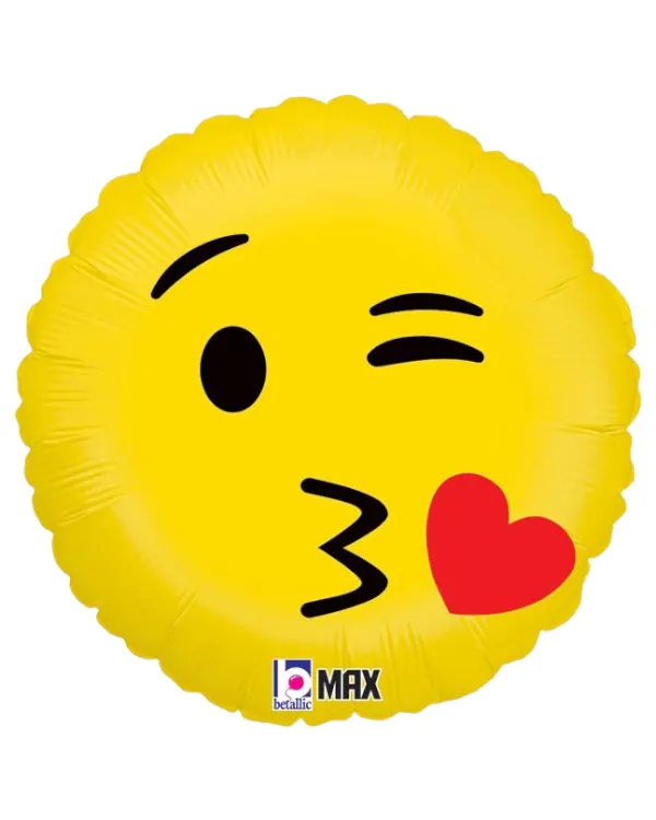 Folieballong: Emoticon kyss - Gul - 46 cm