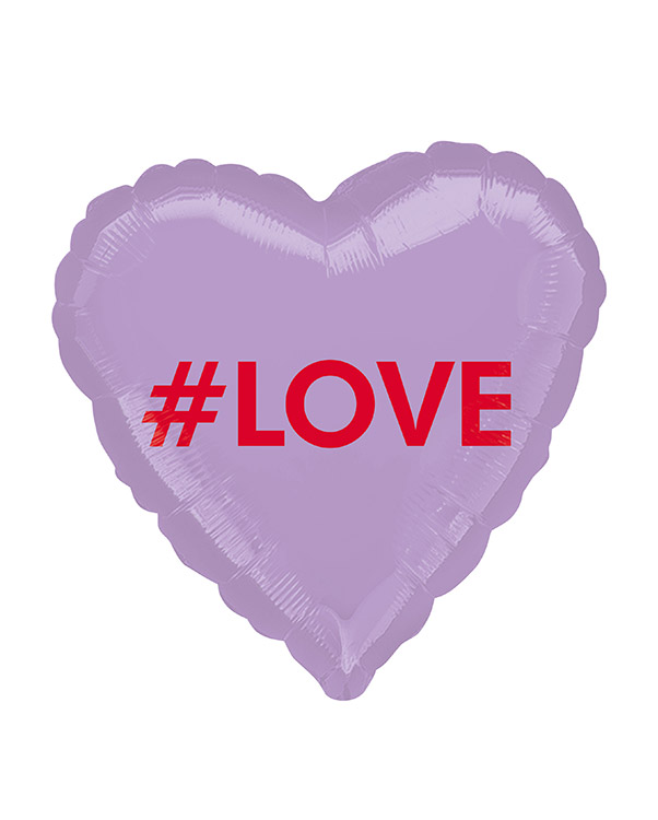Folieballong: Hjerte - "#Love" - 43cm