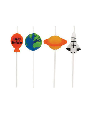 Kakelys (4stk): Rakett og planeter - 7,5cm