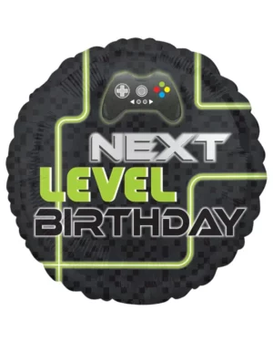 Folieballong: 'Next level birthday'' - Svart - 45cm