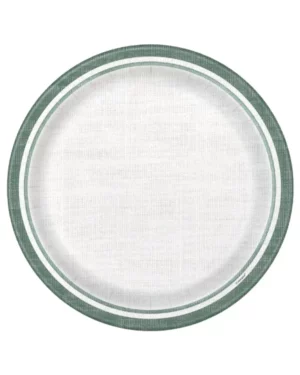 Tallerkener (8stk): Striper - Grønn & hvit - 22,86cm