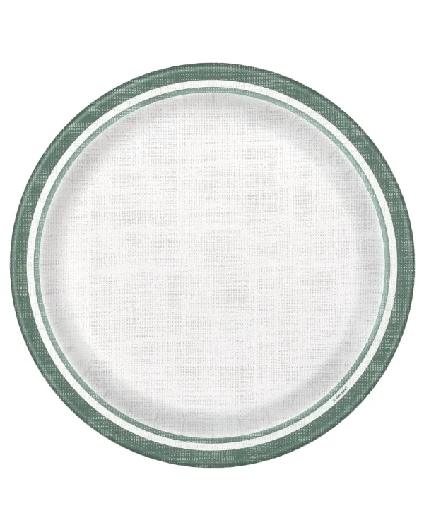 Tallerkener (8stk): Striper - Grønn & hvit - 22,86cm