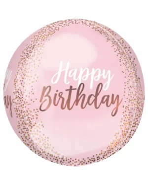 Clearz / Orbz: "Happy Birthday" med prikker - Rosegull