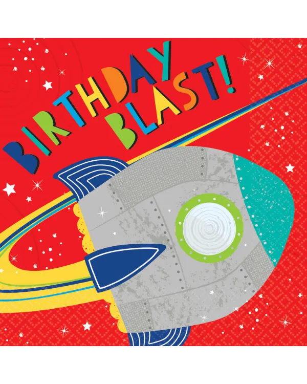 Servietter (16stk): "Birthday blast" - Fargerik - 16,5cm