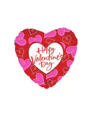Folieballong: "Happy Valentine's Day" - Rød & Rosa Hjerte - 45cm