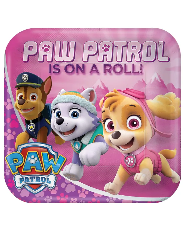 Tallerkener (8stk): Paw Patrol - Rosa - 23 x 23 cm