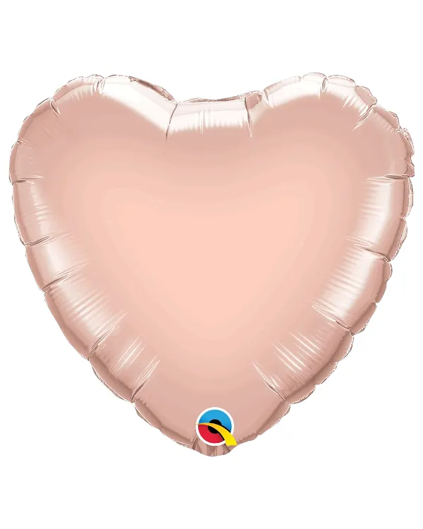 Folieballong: Hjerte - Rosegull - 46cm