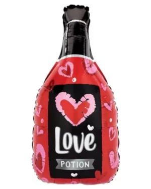 Folieballong: Love Potion flaske - rød - 91cm
