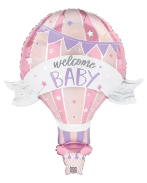 Folieballong: "Welcome Baby" - Luftballong - Rosa - 99cm