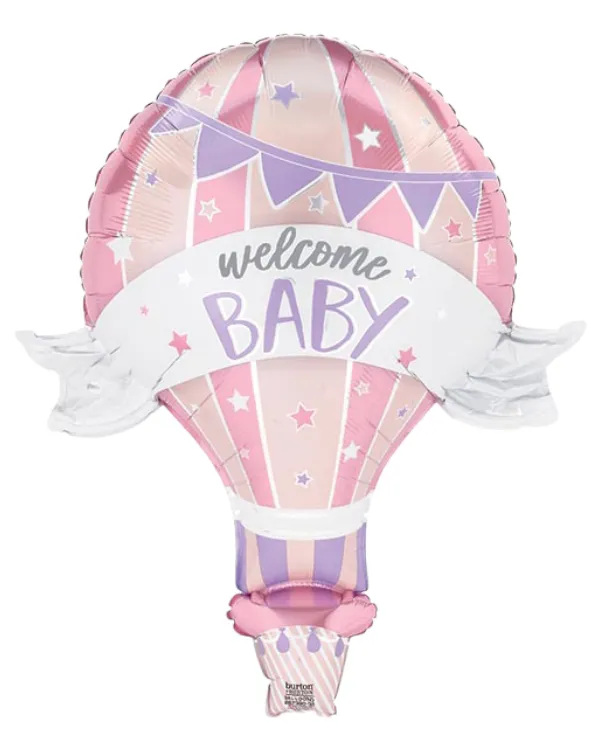 Folieballong: "Welcome Baby" - Luftballong - Rosa - 99cm