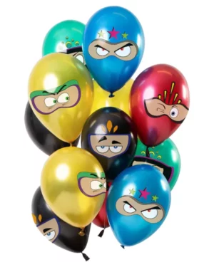 Lateksballonger (12stk): Ninja - Fargerik - 30cm