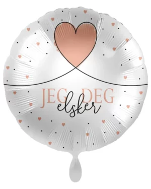 Folieballong: "Jeg elsker deg" - hvit - 43cm