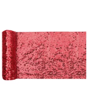 Bordløper: Rød med paljetter - 3m x 19cm