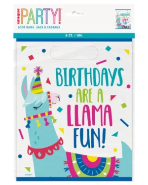 Gavepose / Godteripose (8stk): "Birthdays are a Llama Fun!" - Fargerik