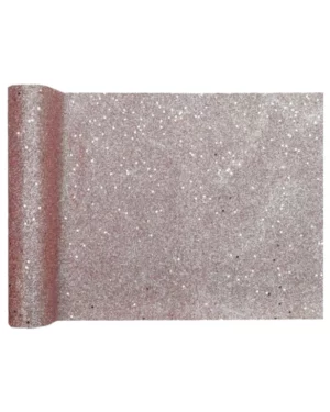 Bordløper: Rosegull med glitter - 3m x 28cm